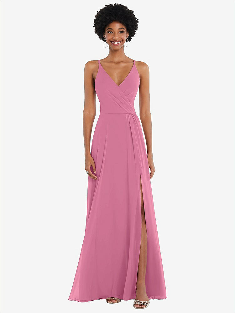 Tie-back Cutout Maxi Bridesmaid Dress With Front Slit In