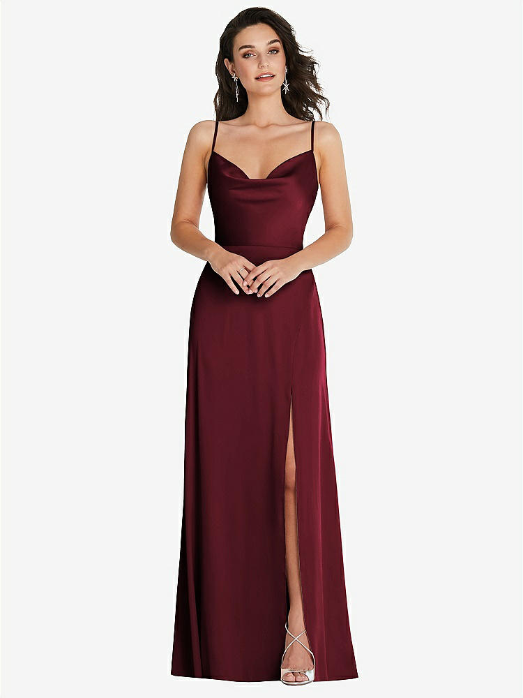 Cowl-neck Empire Waist Maxi Bridesmaid Dress With Adjustable