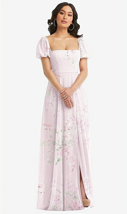 maxi dress with puff sleeves
