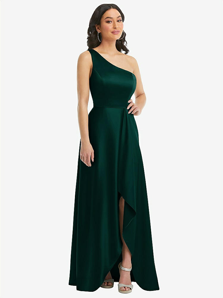 High-neck Tie-back Halter Cascading High Low Maxi Bridesmaid