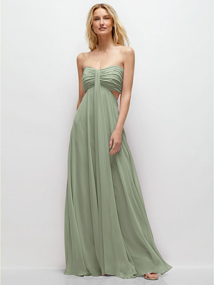 Adjustable Strap Wrap Bodice Maxi Bridesmaid Dress With