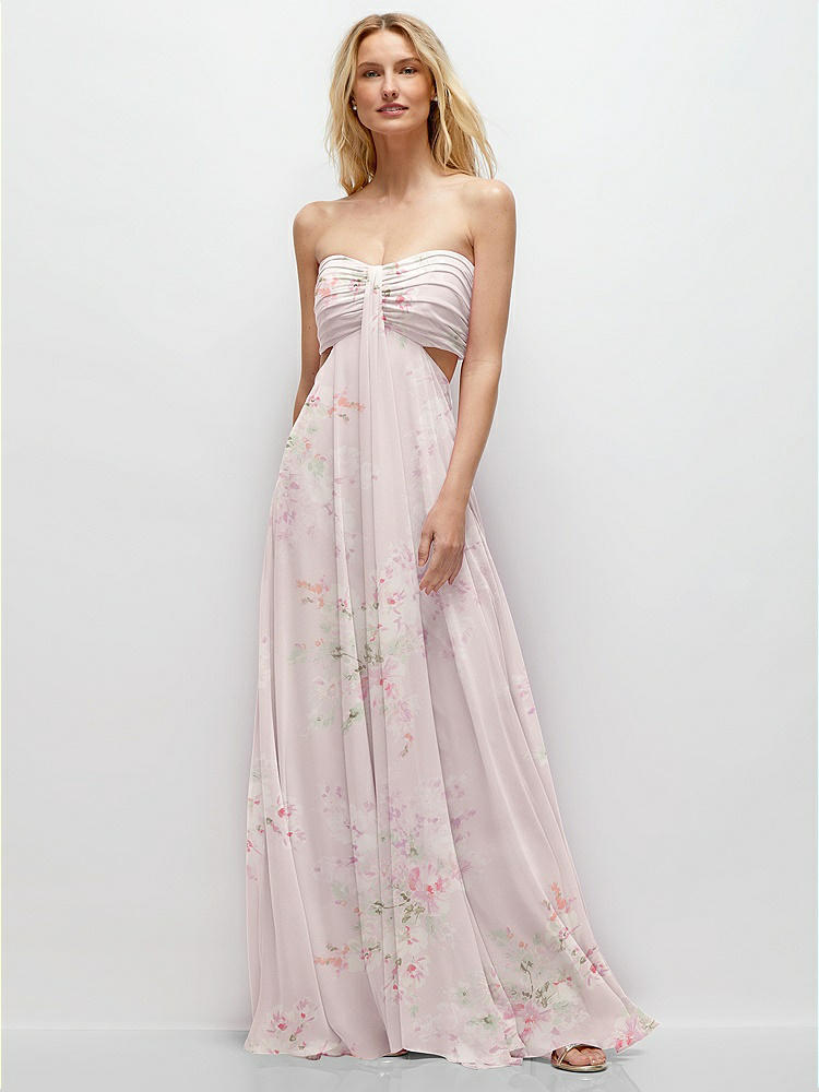 Strapless Twist Bodice Empire Waist Metallic Maxi Bridesmaid