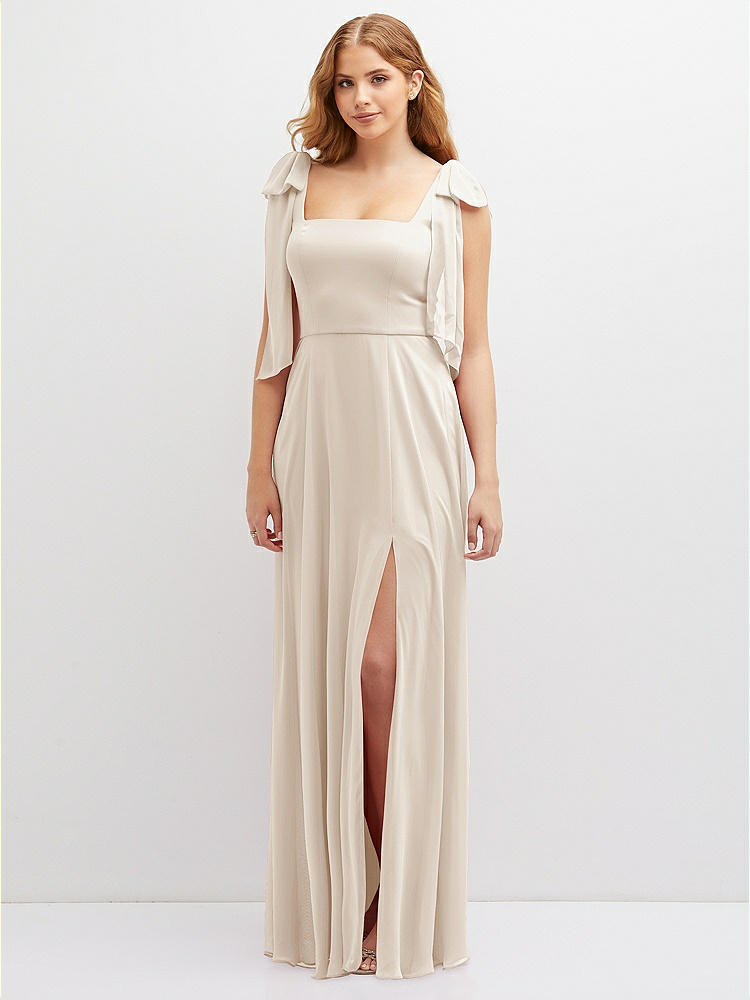 Handworked Flower Trimmed One-shoulder Chiffon Maxi