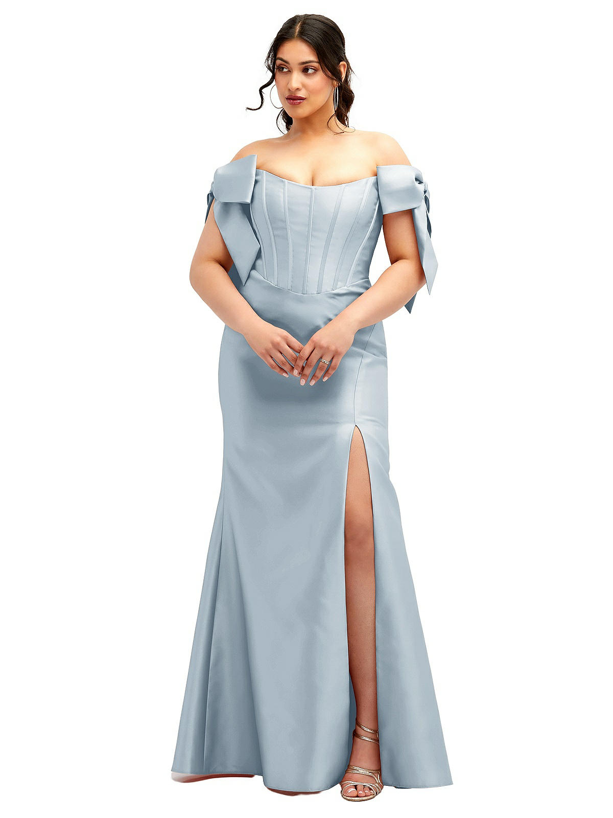 Satin Sweetheart Corset Bridesmaid Dresses with Bow