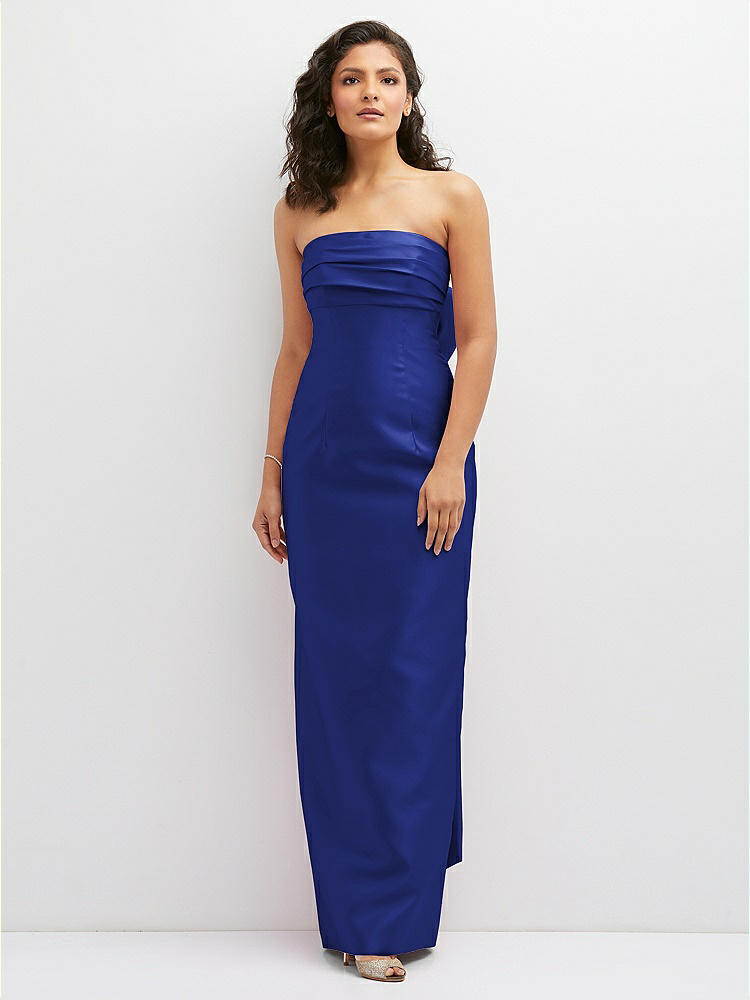 Strapless Satin Maxi Bridesmaid Dress With Cascade Ruffle