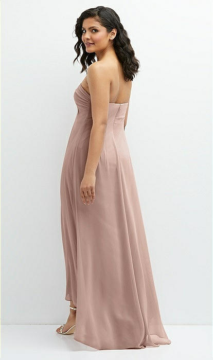 Strapless Draped Notch Neck Chiffon High-low Bridesmaid