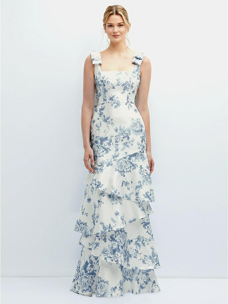 Sleeveless Square-neck Princess Line Floral Bridesmaid Dress