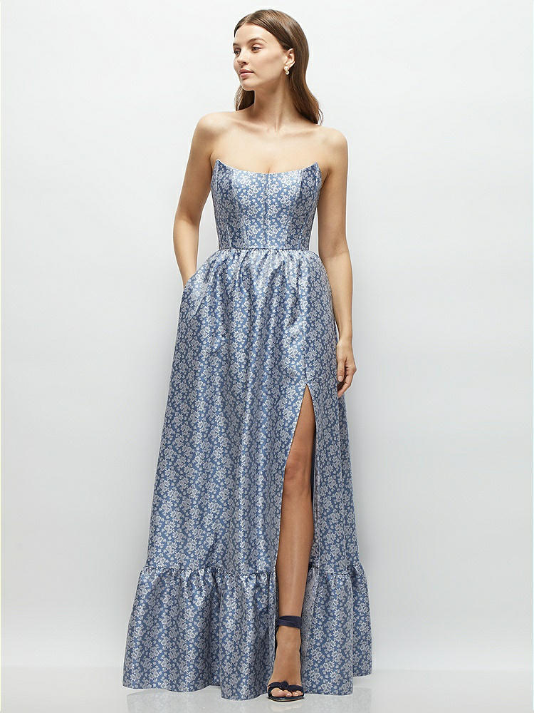 Marguerite Floral Corset Maxi Bridesmaid Dress With Ruffle