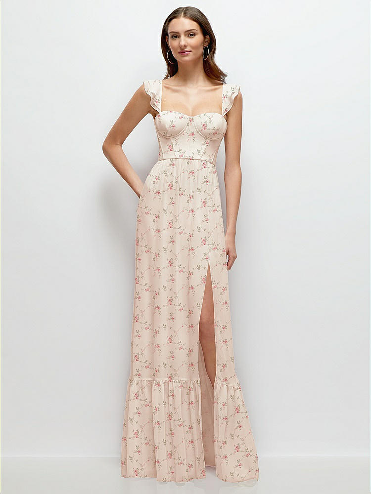 Asymmetrical Ruffle Chiffon Bias Slip Maxi Bridesmaid Dress