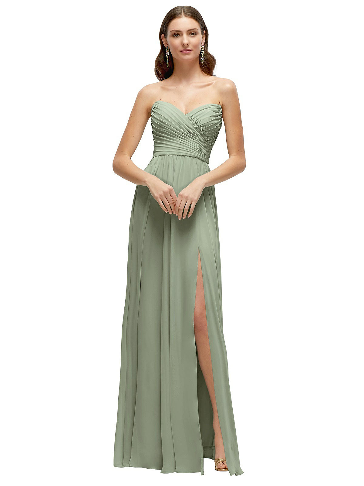 long chiffon surplice tank bridesmaid dress David's Bridal long chiffon surplice tank