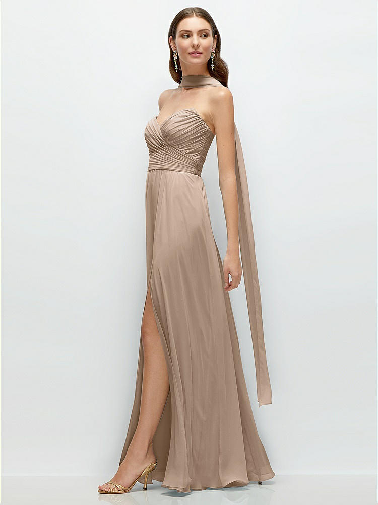 Keyhole Halter Chiffon Maxi Bridesmaid Dress In Topaz | The