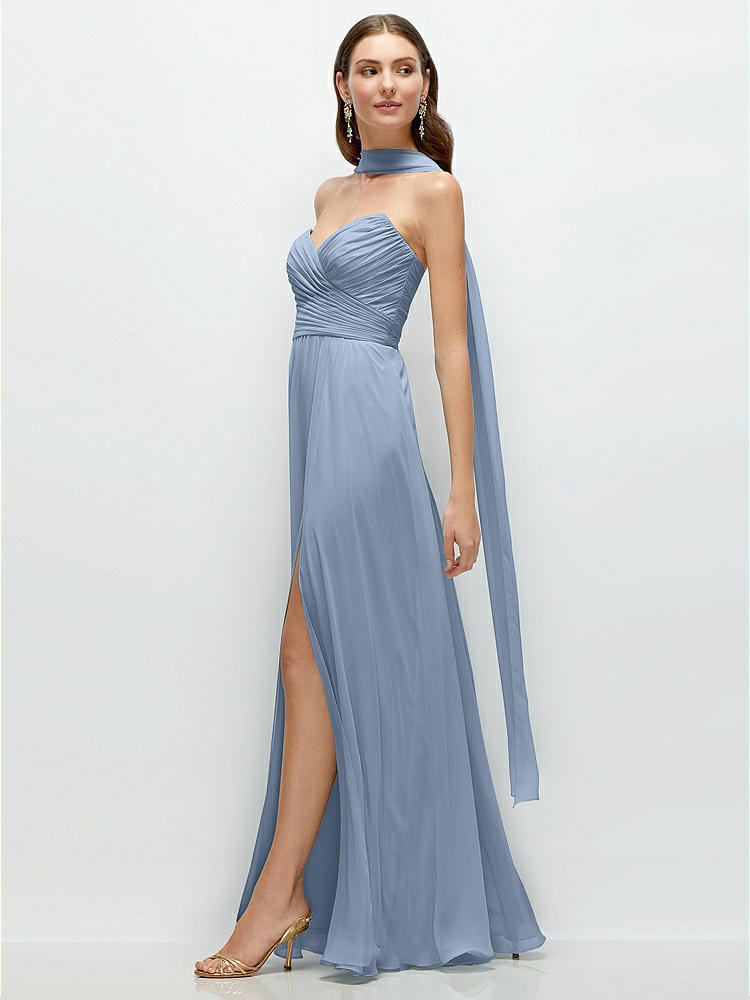 One-shoulder Draped Chiffon Maxi Bridesmaid Dress - Dani In