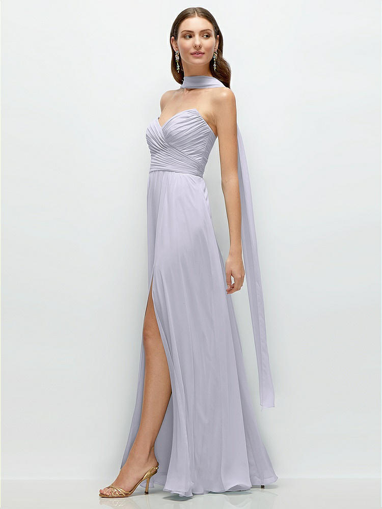 V-neck Split Sleeve Blouson Bodice Maxi Bridesmaid Dress In