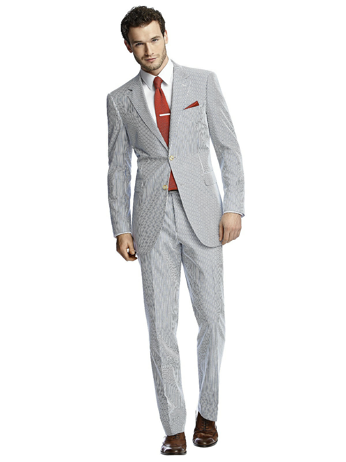 Seersucker Suit Jacket By After Six In Classic Blue