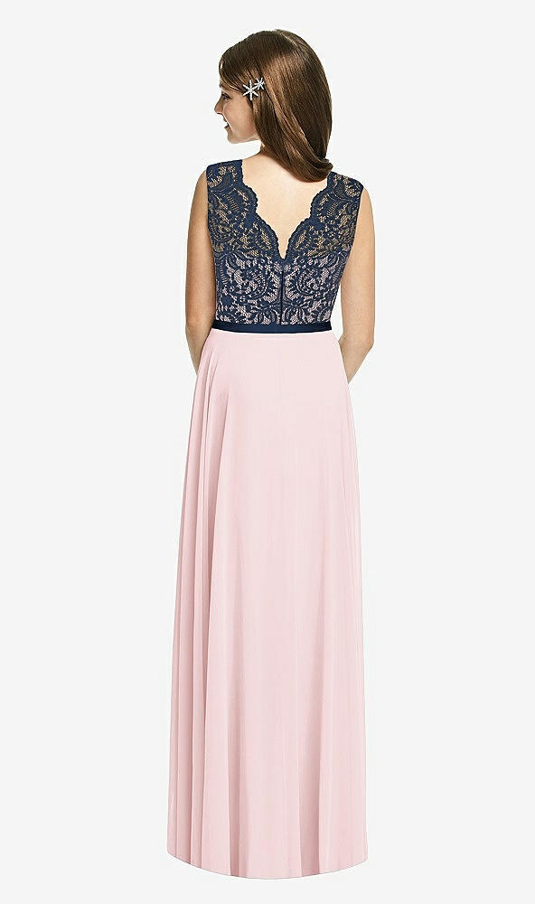 Back View - Ballet Pink & Midnight Navy Dessy Collection Junior Bridesmaid Dress JR542