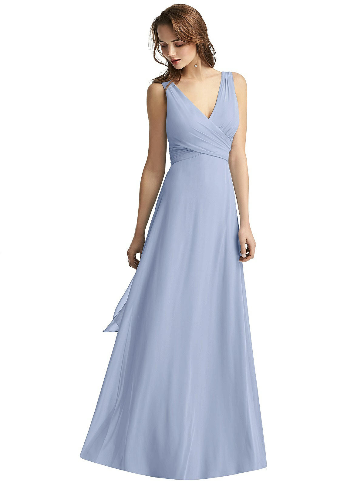 Sleeveless V-Neck Chiffon Wrap Dress