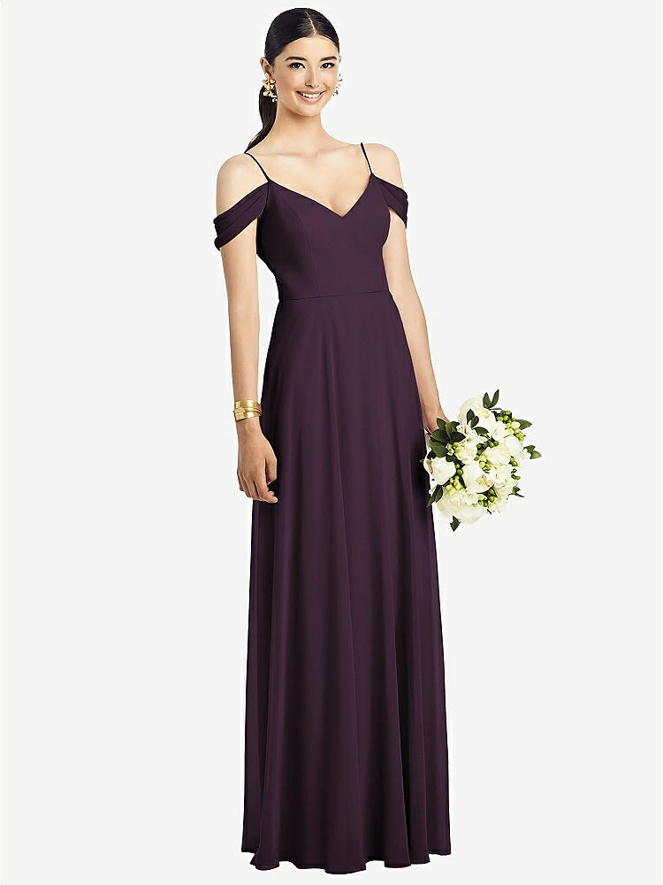 Draped Blouson Back Chiffon Maxi Bridesmaid Dress In