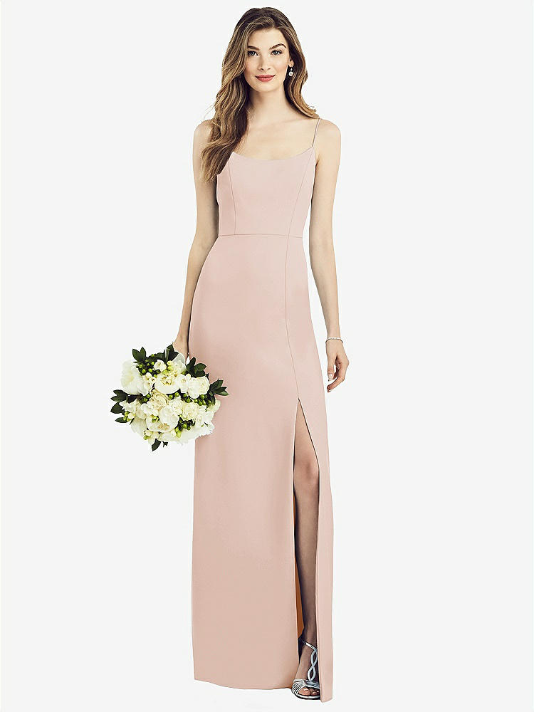 Bateau-neck Open Cowl-back Trumpet Bridesmaid Dress In Cameo