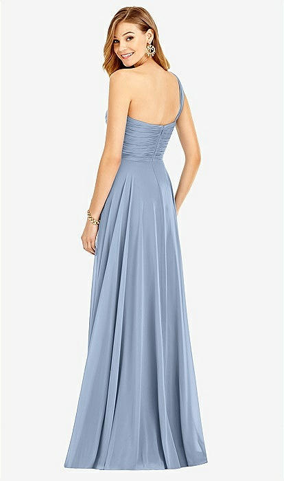 One Shoulder Drape Chiffon Dress