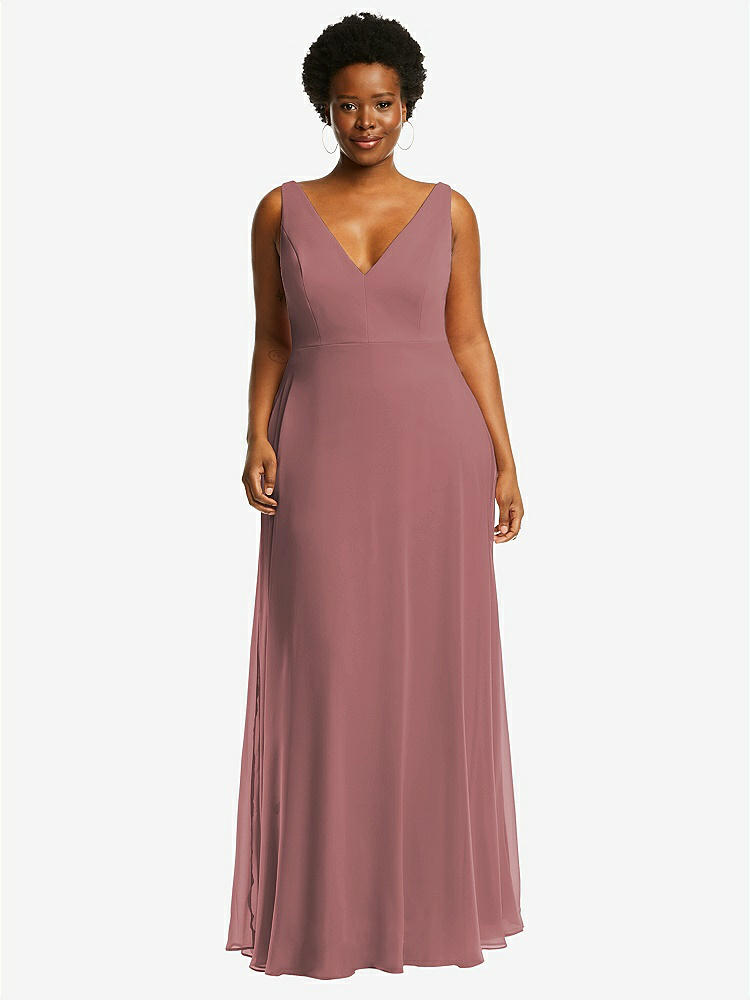Sleeveless Draped Chiffon Maxi Bridesmaid Dress With Front