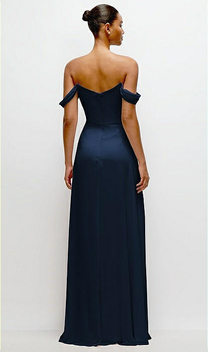 Off-the-shoulder Draped Neckline Maxi Bridesmaid Dress In