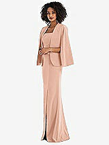 Side View Thumbnail - Pale Peach Open-Front Split Sleeve Cape Jacket