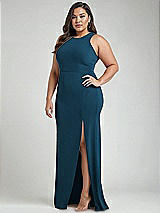Alt View 2 Thumbnail - Atlantic Blue & Mist Cutout Open-Back Halter Maxi Dress with Scarf Tie