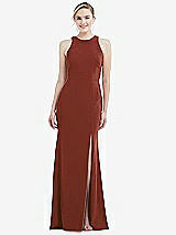Rear View Thumbnail - Auburn Moon & Mist Cutout Open-Back Halter Maxi Dress with Scarf Tie