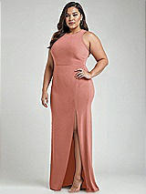 Alt View 2 Thumbnail - Desert Rose & Mist Cutout Open-Back Halter Maxi Dress with Scarf Tie