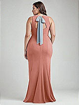 Alt View 3 Thumbnail - Desert Rose & Mist Cutout Open-Back Halter Maxi Dress with Scarf Tie