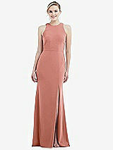 Rear View Thumbnail - Desert Rose & Mist Cutout Open-Back Halter Maxi Dress with Scarf Tie