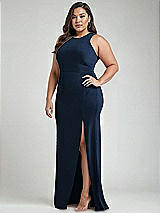 Alt View 2 Thumbnail - Midnight Navy & Mist Cutout Open-Back Halter Maxi Dress with Scarf Tie