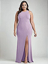 Alt View 1 Thumbnail - Pale Purple & Mist Cutout Open-Back Halter Maxi Dress with Scarf Tie
