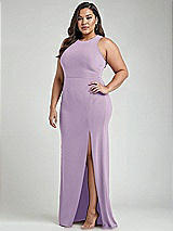 Alt View 2 Thumbnail - Pale Purple & Mist Cutout Open-Back Halter Maxi Dress with Scarf Tie