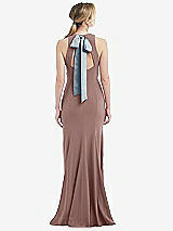 Front View Thumbnail - Sienna & Mist Cutout Open-Back Halter Maxi Dress with Scarf Tie