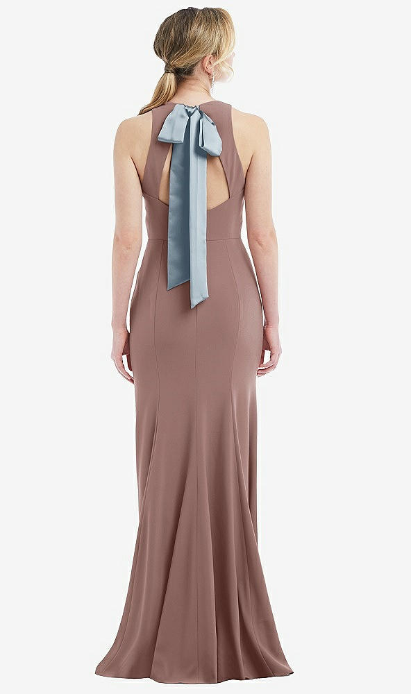 Front View - Sienna & Mist Cutout Open-Back Halter Maxi Dress with Scarf Tie