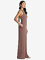 Side View Thumbnail - Sienna & Cabernet Cutout Open-Back Halter Jumpsuit with Scarf Tie