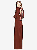 Front View Thumbnail - Auburn Moon & Desert Rose Bishop Sleeve Open-Back Jumpsuit with Scarf Tie