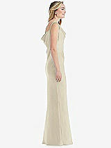 Side View Thumbnail - Champagne Asymmetrical One-Shoulder Cowl Maxi Slip Dress