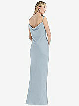Rear View Thumbnail - Mist Asymmetrical One-Shoulder Cowl Maxi Slip Dress