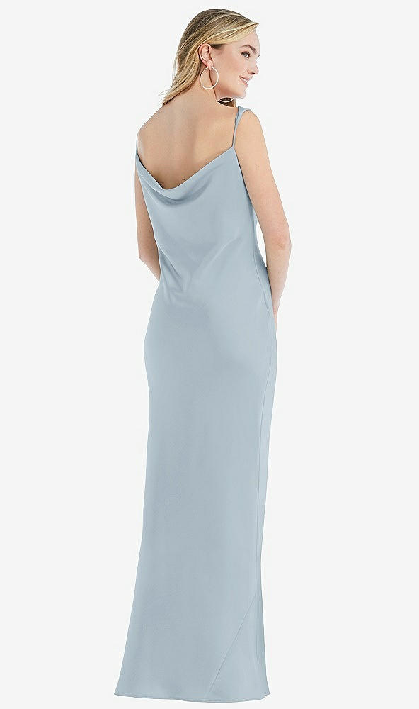 Back View - Mist Asymmetrical One-Shoulder Cowl Maxi Slip Dress