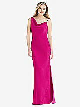 Front View Thumbnail - Think Pink Asymmetrical One-Shoulder Cowl Maxi Slip Dress