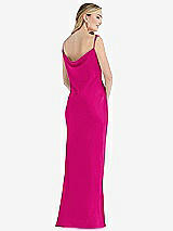 Rear View Thumbnail - Think Pink Asymmetrical One-Shoulder Cowl Maxi Slip Dress