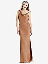 Front View Thumbnail - Toffee Asymmetrical One-Shoulder Cowl Maxi Slip Dress