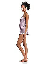 Side View Thumbnail - Suede Rose Satin Ruffle-Trimmed Lounge Shorts with Pockets - Cali