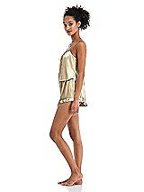 Side View Thumbnail - Banana Satin Ruffle-Trimmed Lounge Shorts with Pockets - Cali