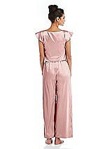 Rear View Thumbnail - Rose Satin Ankle Wide-Leg Lounge Pants - Vic