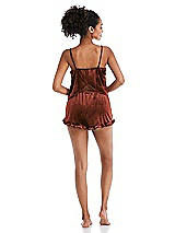 Rear View Thumbnail - Auburn Moon Velvet Ruffle-Trimmed Lounge Shorts with Pockets - Willa
