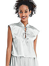 Front View Thumbnail - Sterling Satin Stand Collar Tie-Front Pullover Top - Remi