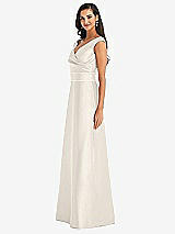 Side View Thumbnail - Ivory & Ivory Off-the-Shoulder Draped Wrap Satin Maxi Dress